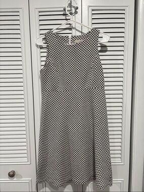 LOFT Black & White Sleeveless A-Line Midi Dress